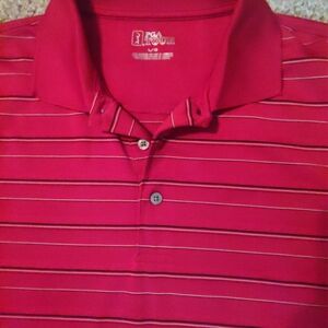 Men's PGA Tour Golf Polo Size L Red Stripe EUC